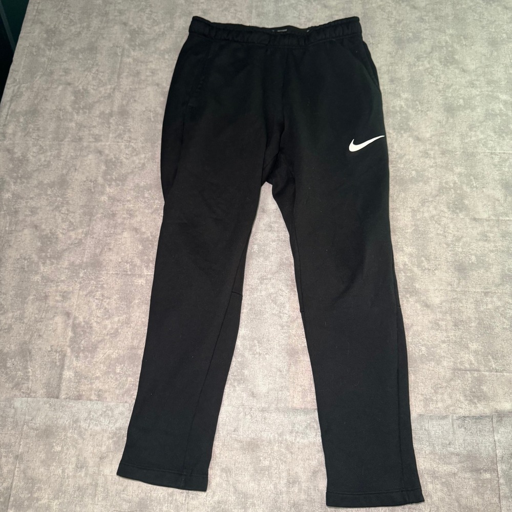 Nike Dri-FIT Mens Training Pants Black Tapered Fleece Joggers Size Medium